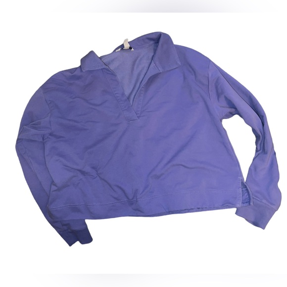 Athleta S Retroterry Polo Sweatshirt Small Dark Adonis (Purple) - Picture 10 of 10